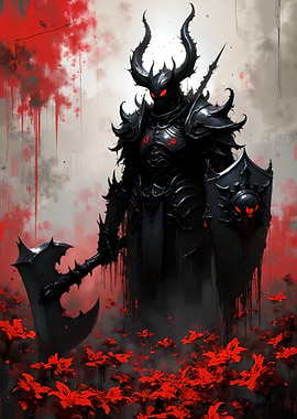 Dark Knight with Axe and Shield