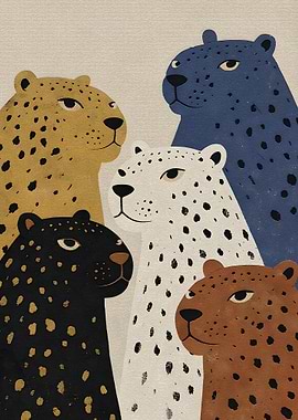 Group of Stylized Leopards