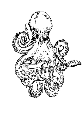 Octopus playing electric guitar