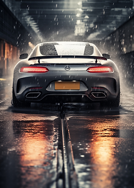 Mercedes AMG GT in rain