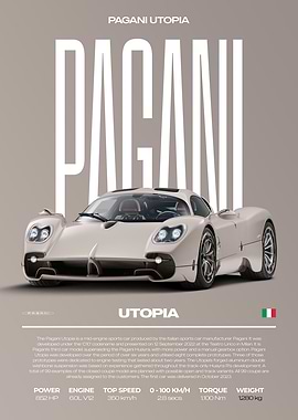 Pagani Utopia Hypercar Car Poster