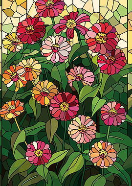 Stained Glass Floral Mosaic