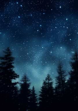 Starry Night Dark Forest