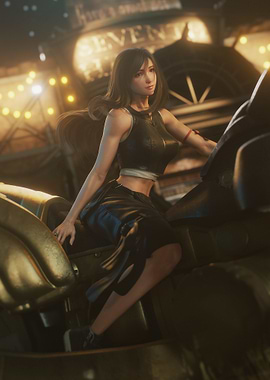 Final Fantasy Tifa Lockhart on a motorcycle