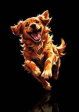 Joyful Golden Retriever Running