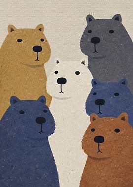 Group of Cute Cartoon Bears