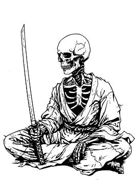 Skeleton Samurai Meditating