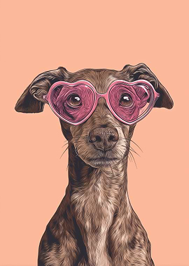 Dog Wearing Heart Sunglasses