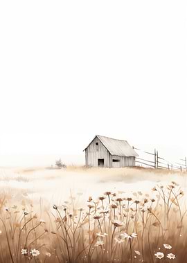 Vintage Barn and Wildflowers