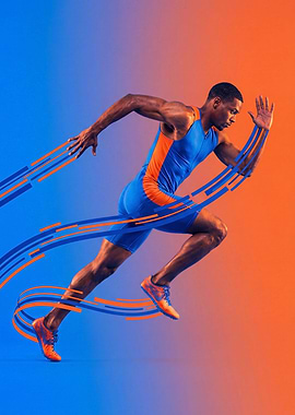 Athlete Running with Motion Trails