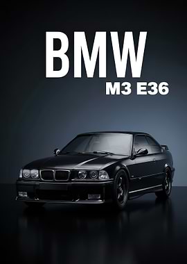 black BMW M3 E36 Coupe poster