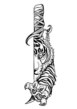 Tiger and Katana Tattoo Design