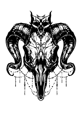 Gothic Ram Skull with Ornate Chains