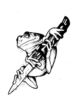 Frog holding a pencil