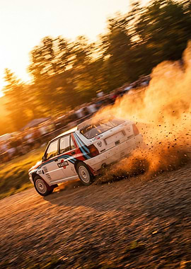 Lancia Delta Rally Car Drifting