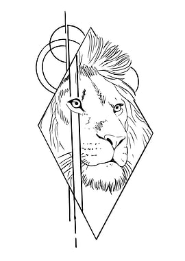 Geometric Lion Head Tattoo Design
