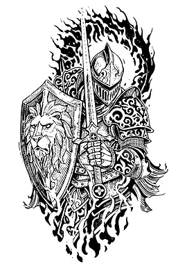 Knight with Lion Shield and Sword