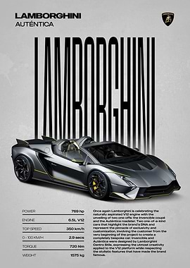 Lamborghini Auténtica Car Poster
