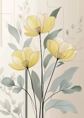 Yellow flowers with leaves