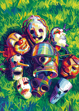 Slipknot Masks in Grass