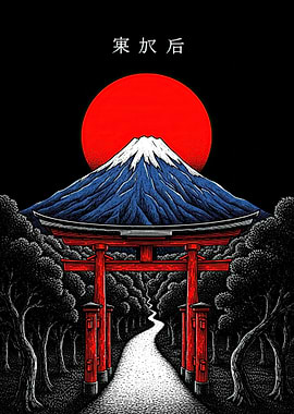 Mount Fuji Torii Gate Sunset