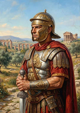 Roman Soldier in Ancient Landscape