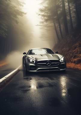Mercedes AMG GT Foggy road