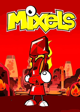 Mixels Character in Fiery Landscape