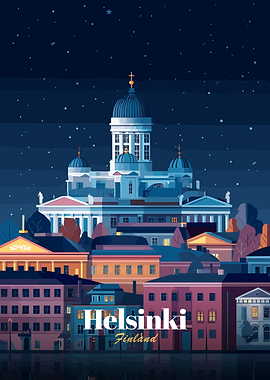 Helsinki Cityscape at Night