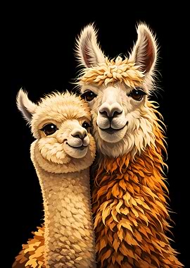 Two Adorable Llamas Together