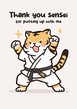 Cute Tiger Karateka Thank You Card