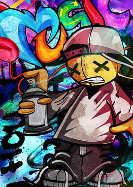 Graffiti Artist Spray Painting