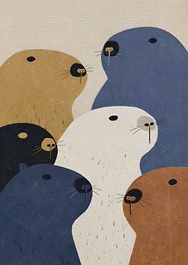 Group of Stylized Seals