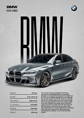 BMW M3 G80 Car Poster