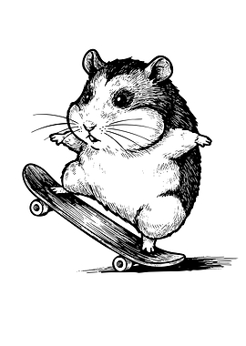 Hamster skateboarding illustration