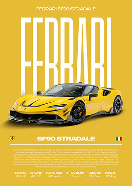 Ferrari SF90 Stradale Car Poster