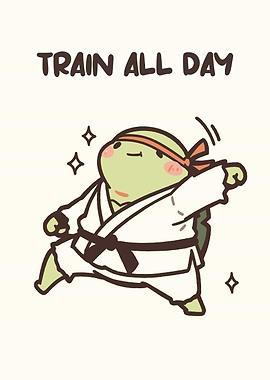 Cute Turtle Karateka Training