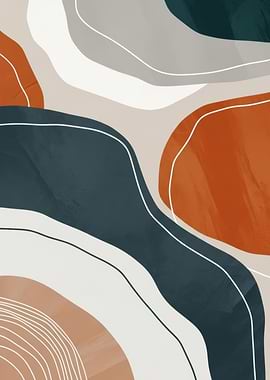 Abstract Organic Shapes with White Lines