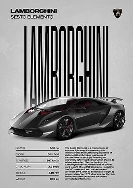 Lamborghini Sesto Elemento Poster