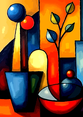 Abstract Still Life with Geometric Shapes