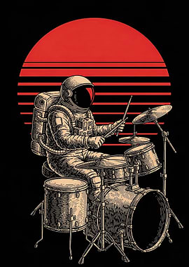Astronaut Playing Drums