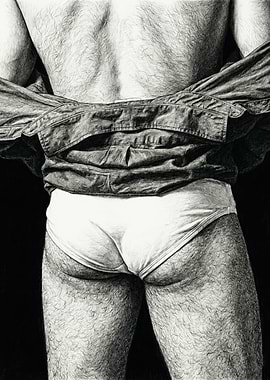 Man In White Briefs Drawing