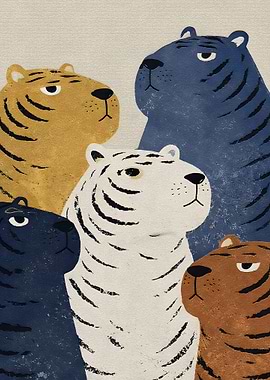 Group of Stylized Tigers