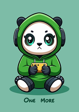 Cute Panda Gamer with Headphones
