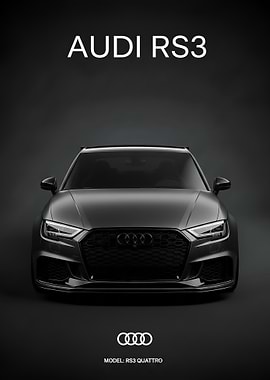 dark Audi RS3 Quattro Front View
