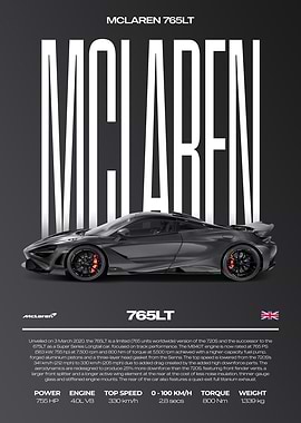 McLaren 765LT Car Poster
