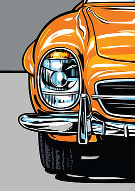 Vintage Orange Car Headlight and Bumper