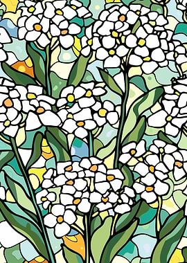 Stained Glass Forget-Me-Nots