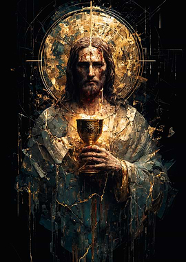 Jesus Christ holding holy grail