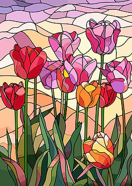 Stained Glass Tulips
